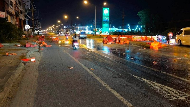 Driver charged after wiping out 23 road barriers
